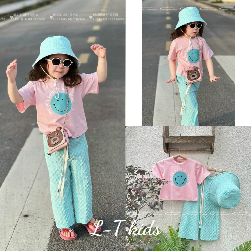 Bộ quần áo suông Kèm Mũ cho bé gái size đại 10-30kg Set bộ hè trẻ em cộc tay từ 1-10 tuổi