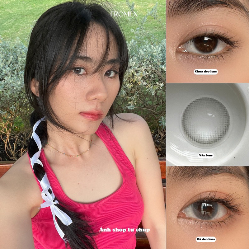 Kính áp tròng màu xám trong veo FROMLX CONTACT LENS áp tròng phong cách tự nhiên Hàn Quốc (Có Độ Cận)
