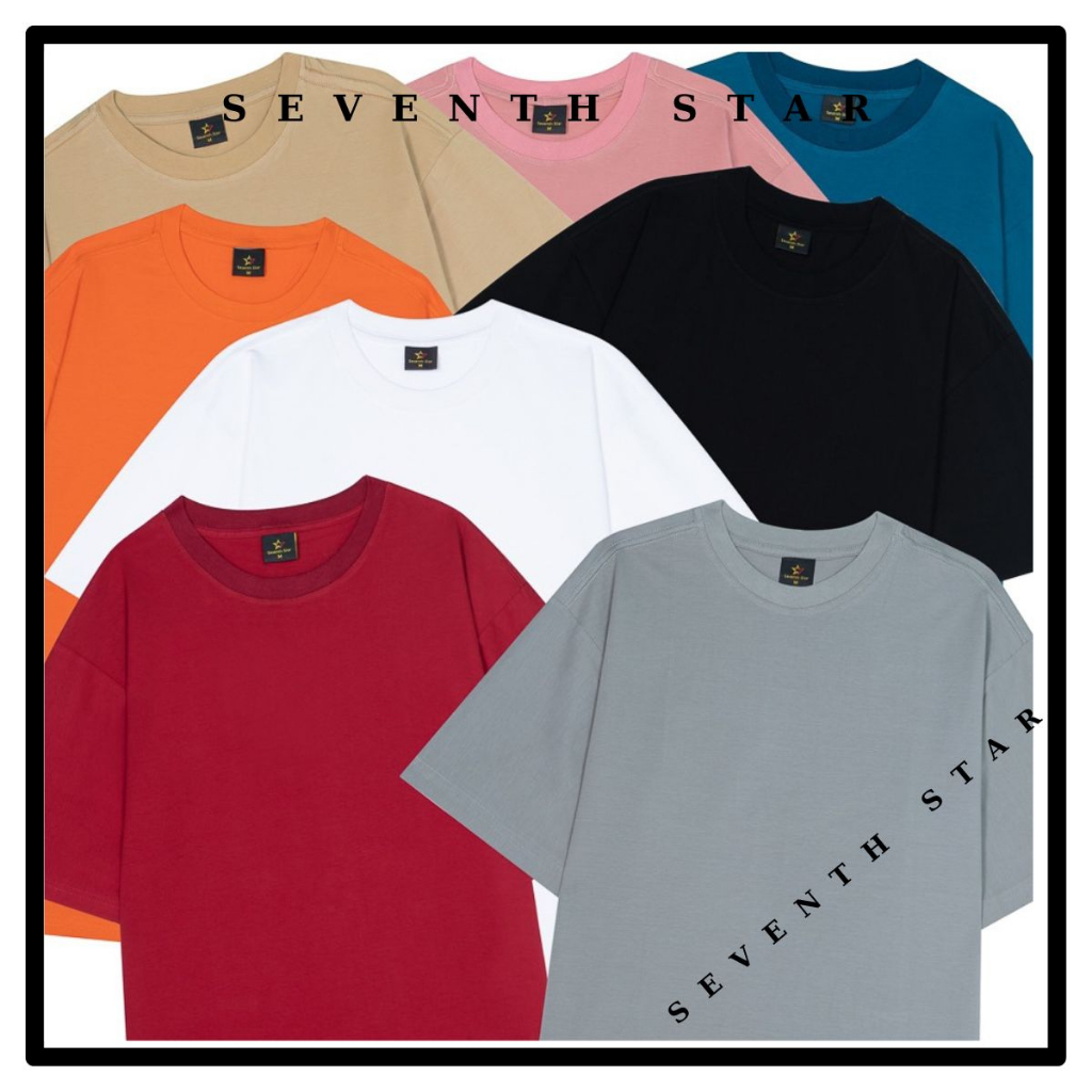 Áo thun trơn form rộng tay lỡ nam nữ Seventh Star