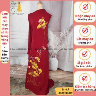 [Nhận cắt áo dài] vải lụa áo dài lụa bảo anh vẽ sơn mài mẫu mới lạ kèm vải quần may áo dài truyền thống màu Đỏ, Xanh