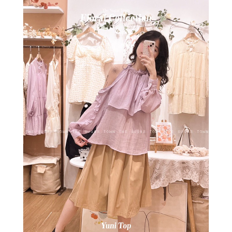 Chân váy nâu be Kei by Sugartown