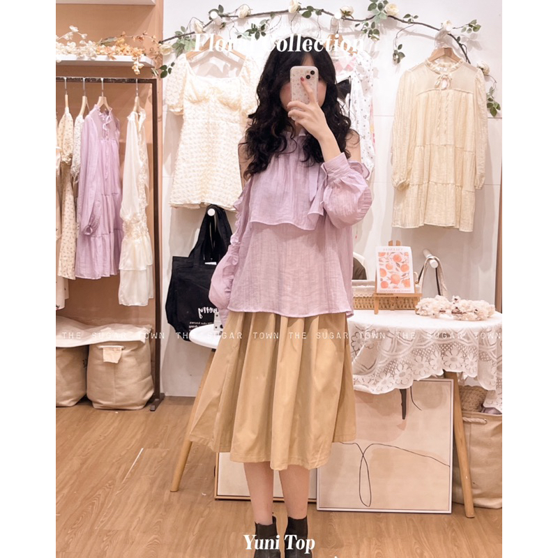 Chân váy nâu be Kei by Sugartown