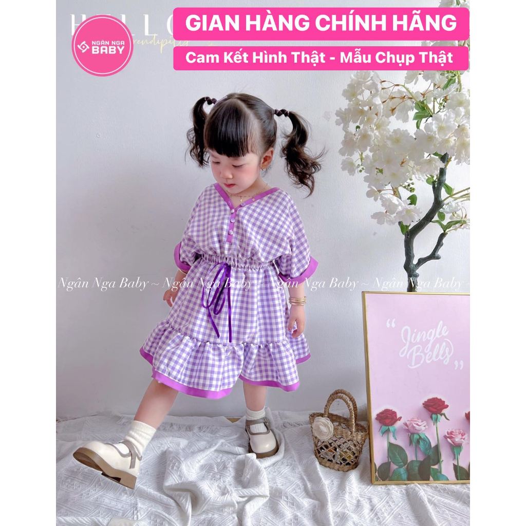 ❌❌HÌNH THẬT - MẪU CHỤP THẬT LOẠI 1❌❌Váy Cánh Dơi Thiết Kế Sọc Tím Dễ Thương, Đầm Thiết Kế NGÂN NGA BABY Độc Đẹp Lạ Chất