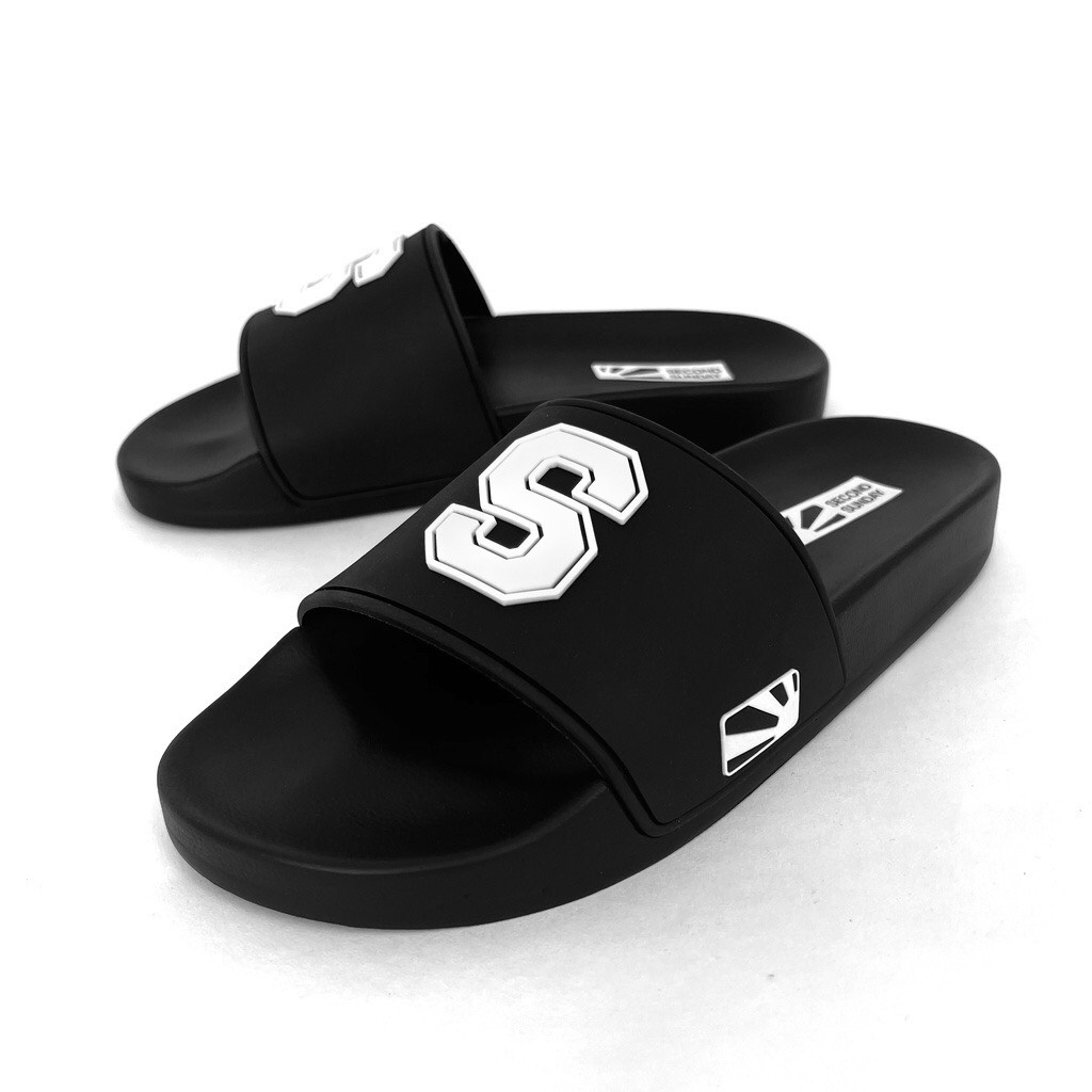 B Dép quai Dép Nam Nữ Unisex Quai Ngang Slipper chữ S dập nổi siêu hótngang nam nữ 𝐌𝐋𝐁 LA thời trang siêu hot đế cao su