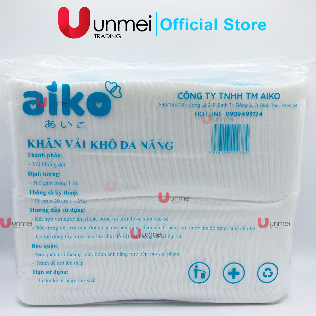 Khăn vải khô, Khăn Vải Không Dệt Đa Năng AIKO 500g - Khăn Lau Không Mùi An Toàn Cho Bé