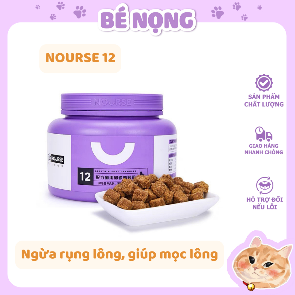 Nourse 12 Dưỡng lông cho mèo Ngăn ngừa rụng lông, Phục hồi lông (30gr, 180gr)