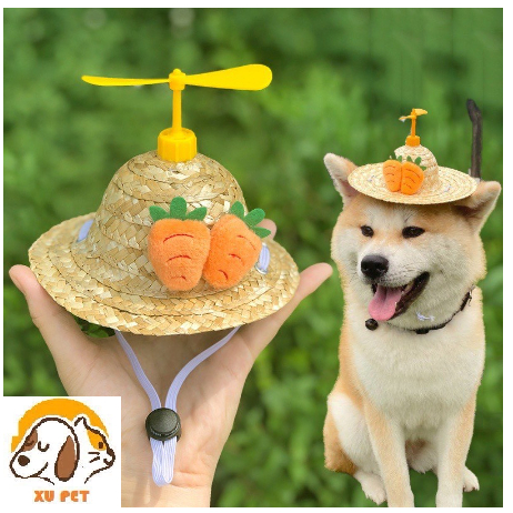 Mũ Cói Chong Chóng Siêu Đáng Yêu Cho Chó Mèo Đủ Size Được Chọn Màu