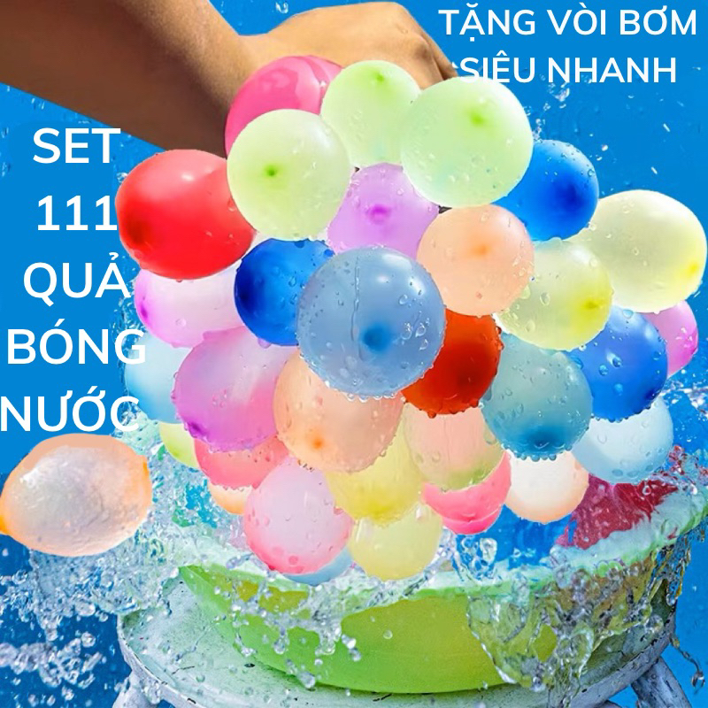 Bóng bay nước 111 quả, Bóng nước chùm, Bong bóng nước, Bóng nước được lắp sẵn vào 3 chùm và 1 đầu nối vòi nước