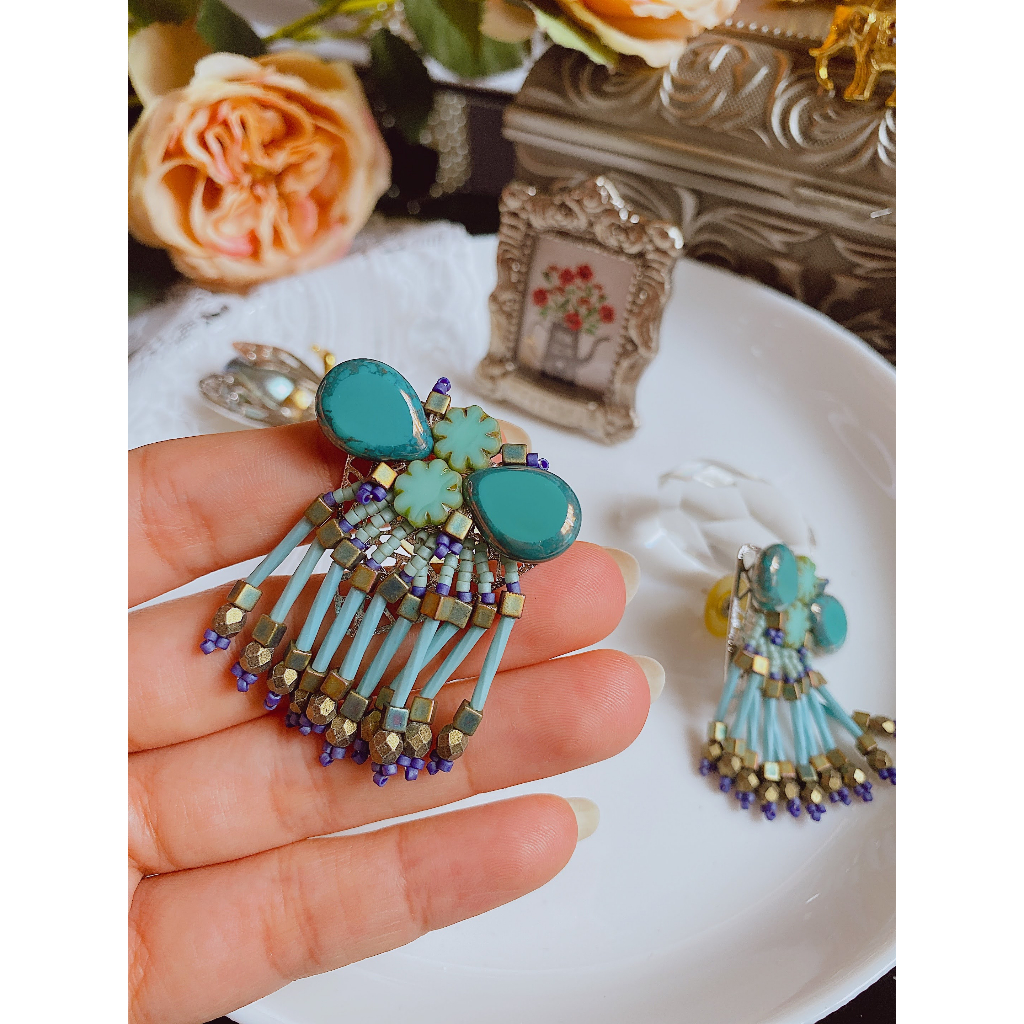 BÔNG TAI CỔ ĐIỂN 2HAND TRANG SỨC SI NHẬT BOU JEWELRY VINTAGE MÃ BT176