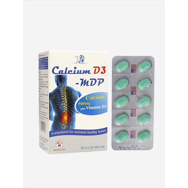 Viên uống 500mg canxi, vitamin D3 chắc khỏe xương khớp, tăng chiều cao - Dạng vỉ 100 viên