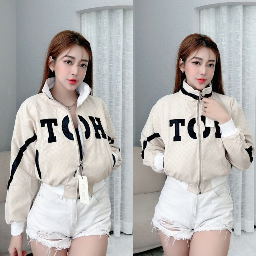 Áo Khoát Chống Nắng Nữ Chất Liệu Bố Sọc Caro Thêu Chữ Cao Cấp Viền Tay Viền Cổ Cá Tính Mẫu Bán Chạy Shopeee