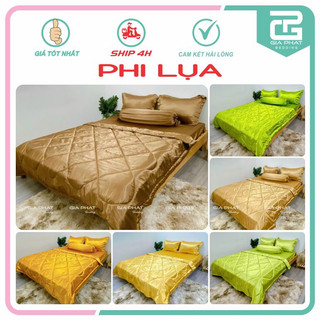 Bộ ga gối phi lụa cao cấp 5 món ( 1 ga + 1 mền + 2 vỏ gối nằm + 1 vỏ gối ôm ) ga giường.