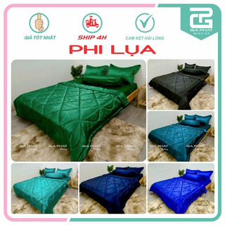 Bộ ga gối phi lụa cao cấp 5 món ( 1 ga + 1 mền + 2 vỏ gối nằm + 1 vỏ gối ôm ) ga giường.