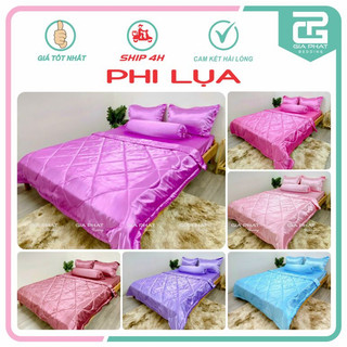 Bộ ga gối phi lụa cao cấp 5 món ( 1 ga + 1 mền + 2 vỏ gối nằm + 1 vỏ gối ôm ) ga giường.