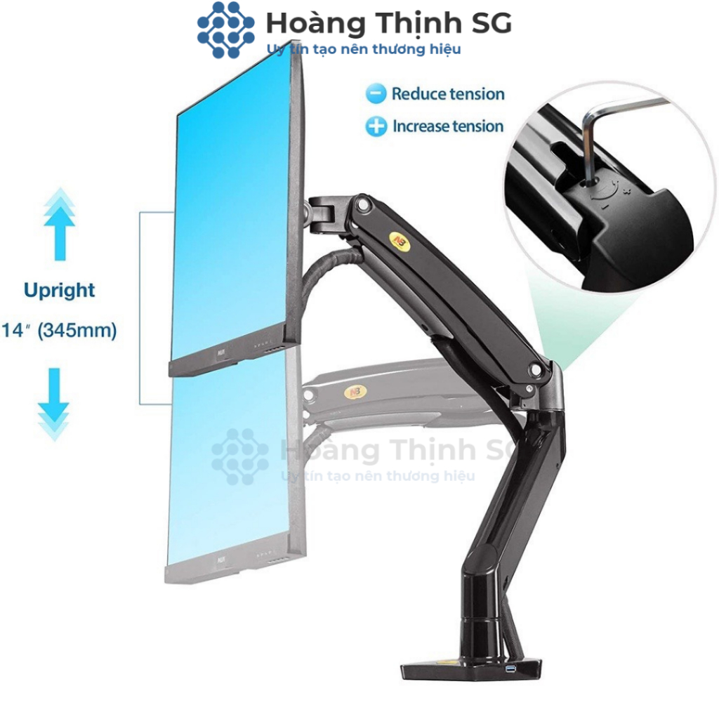 Arm màn hình máy tính NB F100A 22inch - 35inch, giá treo màn hình máy tính Cao Cấp NB F100A trọng tải 12Kg - Chính Hãng