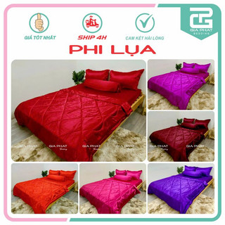 Bộ ga gối phi lụa cao cấp 5 món ( 1 ga + 1 mền + 2 vỏ gối nằm + 1 vỏ gối ôm ) ga giường.