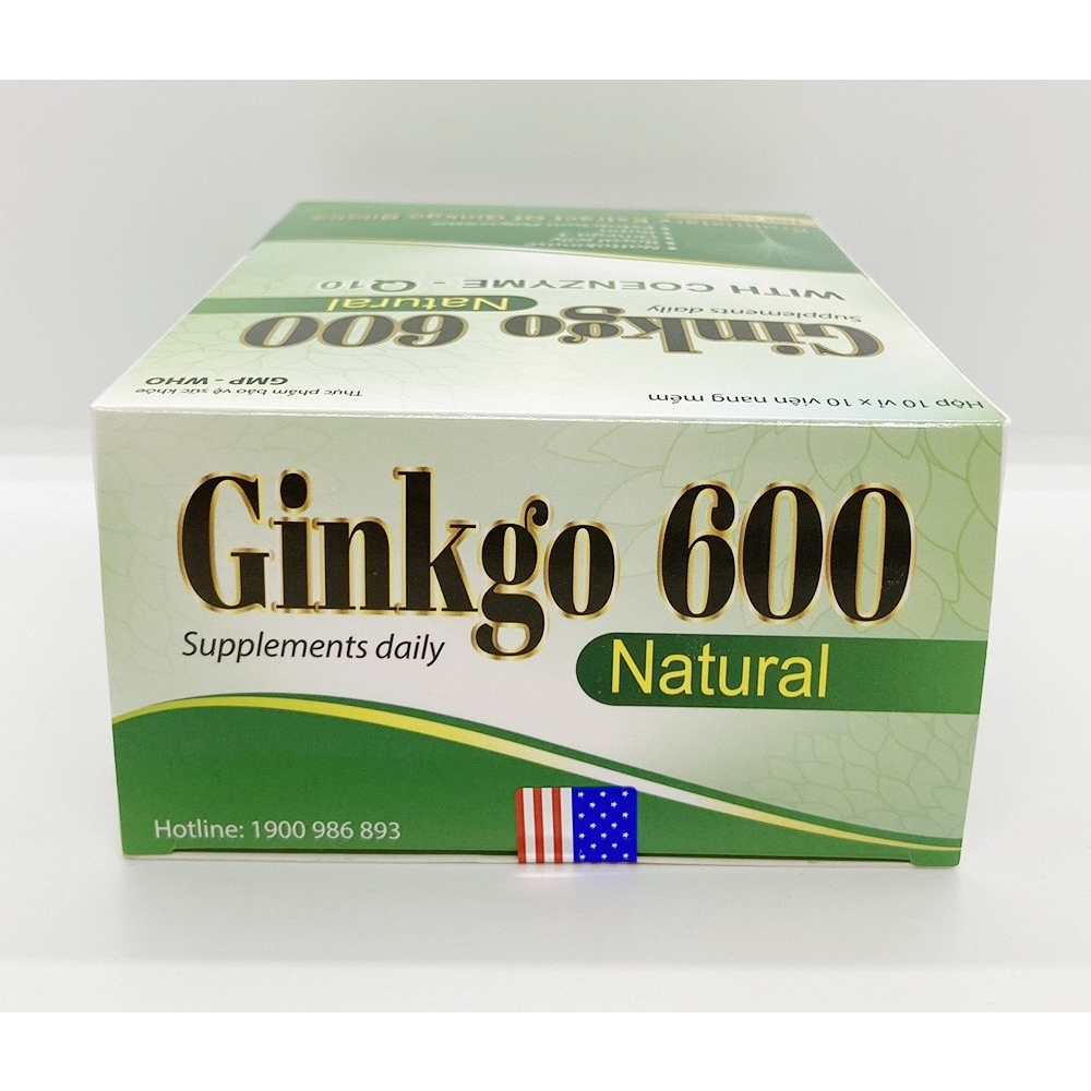 Bổ não GINKGO 600 Natural, nattokinase, omega 3, dầu gấc ngăn ngừa tai biến - 100 viên