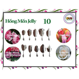 Kim làm thạch rau câu 3D Hoa Mẫu Đơn, Hoa Tulip, Cẩm Nhung, Hồng Nở (bộ 10 kim)