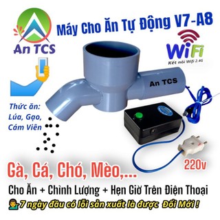 Máy cho ăn cá gà chó mèo ăn tự động wifi v7-a8 an tcs