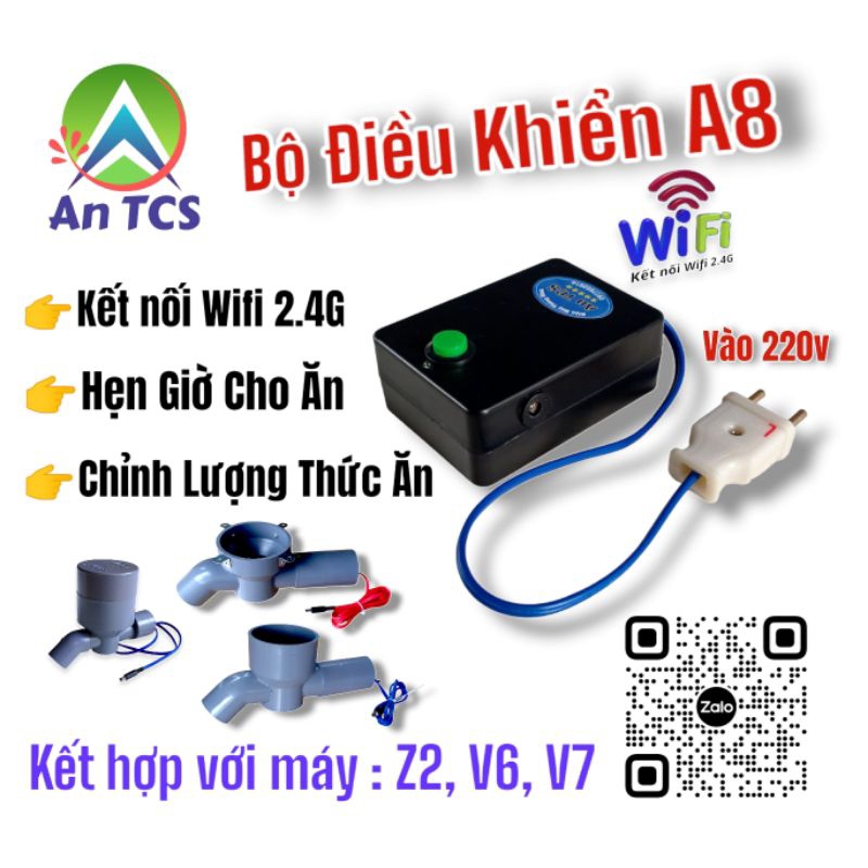 Máy Cho Ăn Cá Gà Chó Mèo ăn tự động wifi V7-A8 An TCS