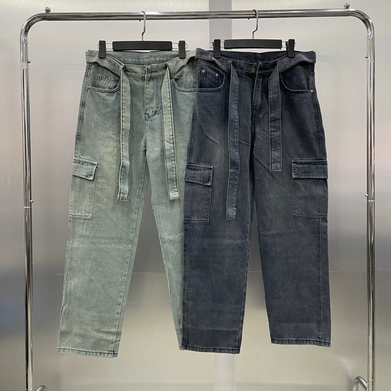 Quần jean cargo pant quần jeans túi hộp có tặng kèm dây KunShop Unisex