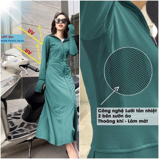 Áo Chống Nắng nữ toàn thân Thông Hơi2 lớp lưới nách Hạt Xoàn Thắt Eo Mùa Hè