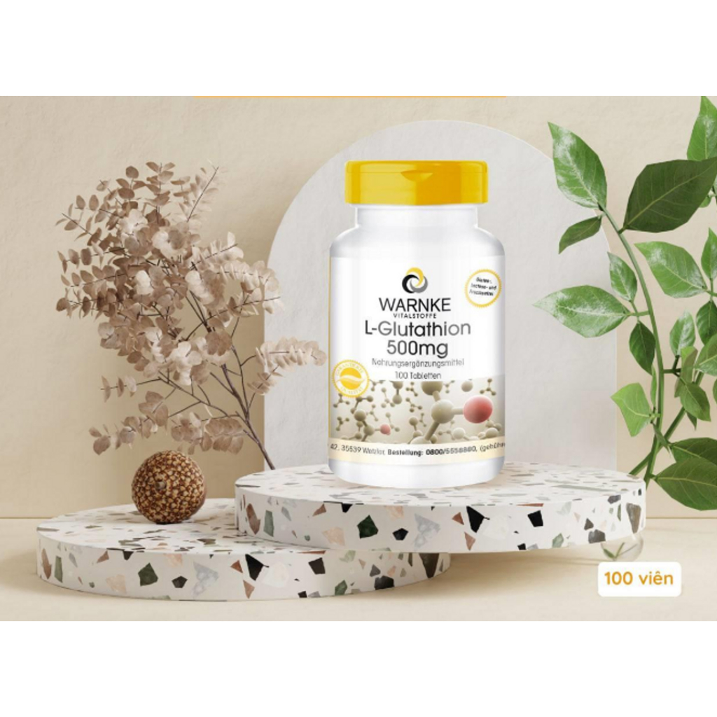 Viên Uống Trắng Da Warnke L-Glutathione 500mg hỗ trợ chống lão hoá, làm đẹp da của Đức, 100 viên