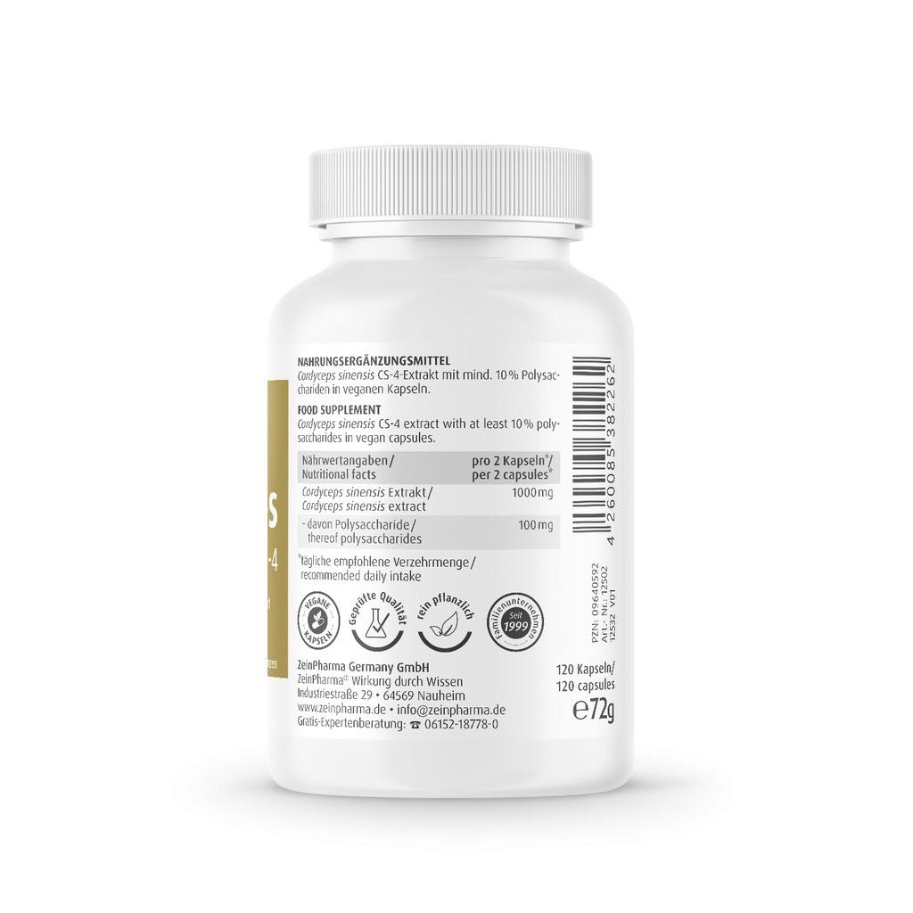 Đông Trùng Hạ Thảo Zeinpharma Cordyceps CS-4 500mg Của Đức 120 viên