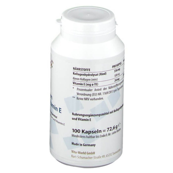 Viên Uống Kollagen Plus Vitamin E Vitaworld hỗ trợ đẹp da, sáng da, mờ thâm nám 100 viên