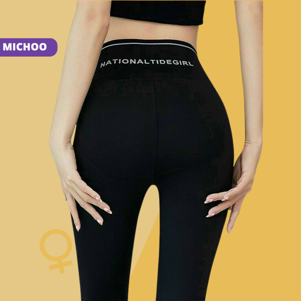 Quần Legging Cạp Chéo Thể Thao MICHOO chất liệu cotton hè thoáng mát, tập gym, yoga nữ
