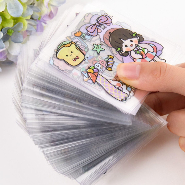 Tấm Sticker nhiều hình cute, dễ thương trang trí sổ tay, bình nước, kệ đồ, giá sách- Miếng dán sticker trong suốt 01819