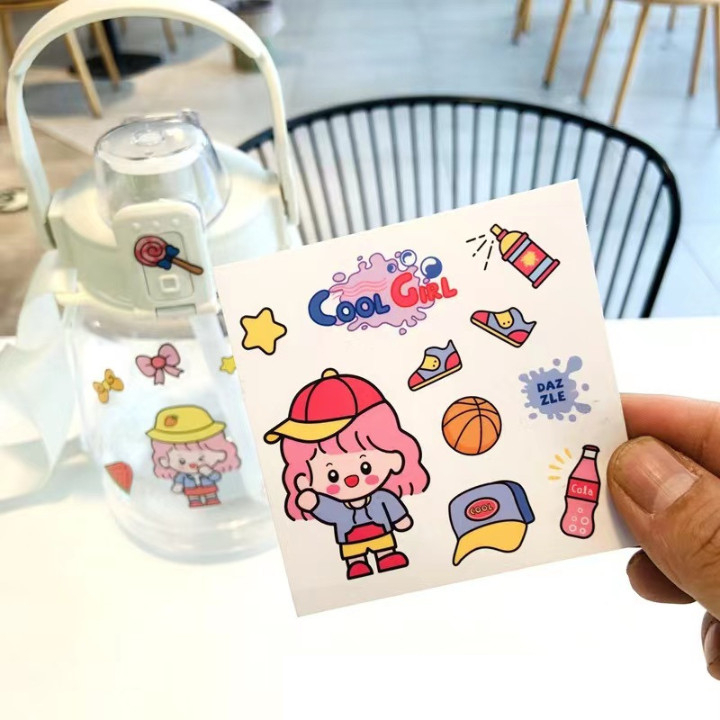 Tấm Sticker nhiều hình cute, dễ thương trang trí sổ tay, bình nước, kệ đồ, giá sách- Miếng dán sticker trong suốt 01819