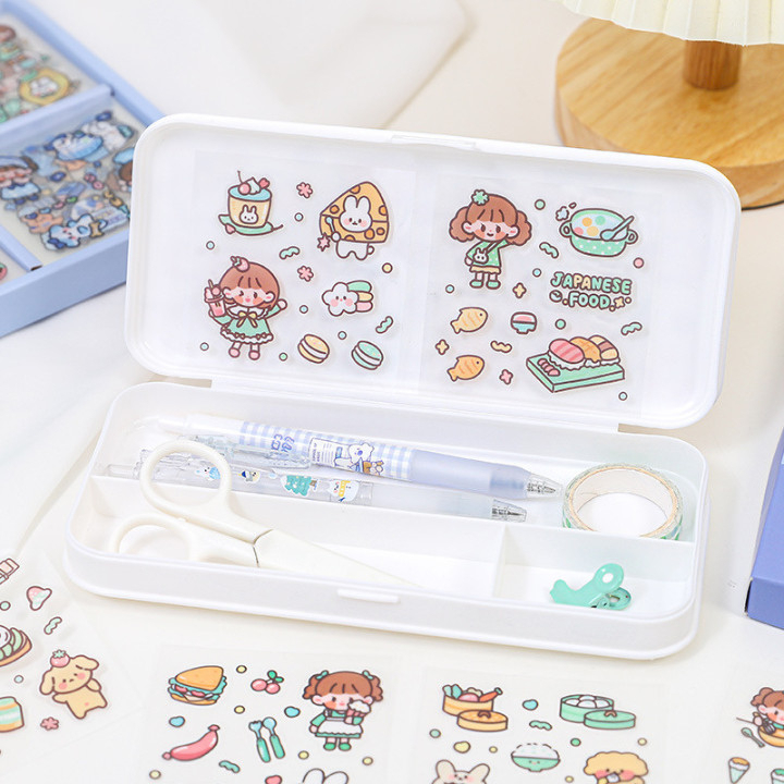 Tấm Sticker nhiều hình cute, dễ thương trang trí sổ tay, bình nước, kệ đồ, giá sách- Miếng dán sticker trong suốt 01819