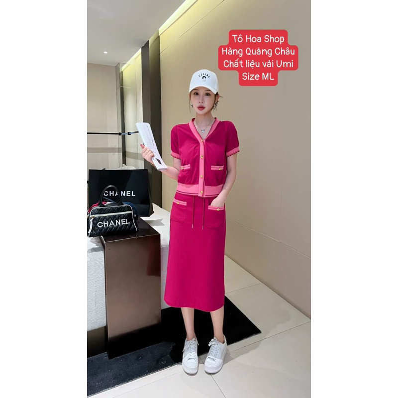 Bộ đồ nữ.sét váy thể thao xuân hè cổ tim đồ mặc nhà tay cộc chân váy chất vải Umi hàng quảng châu.Size MLtohoa _shop