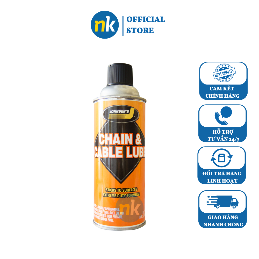 Chai xịt bảo dưỡng sên chống sét Johnsen Chain & Cable Lube 400ml