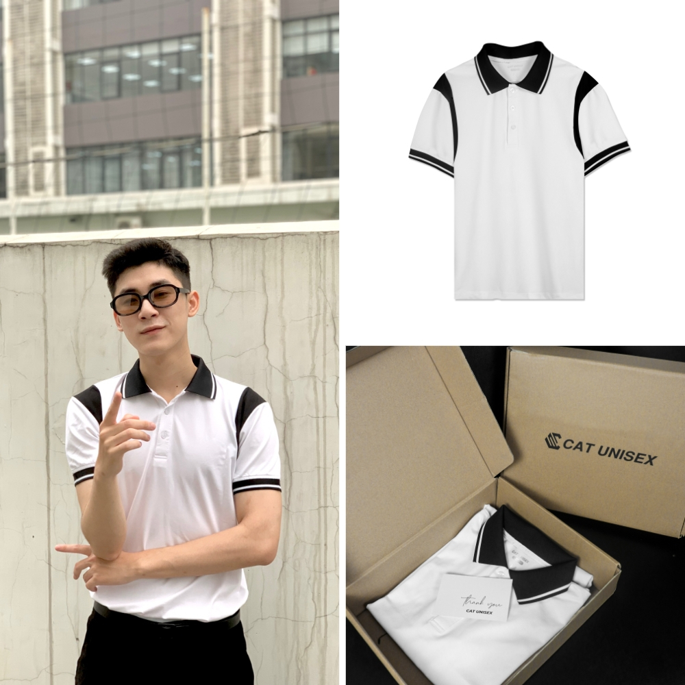 Áo Polo nam, Polo phối vai, vải cá sấu Cotton USA, chống nhăn, thoáng mát, cao cấp PL3