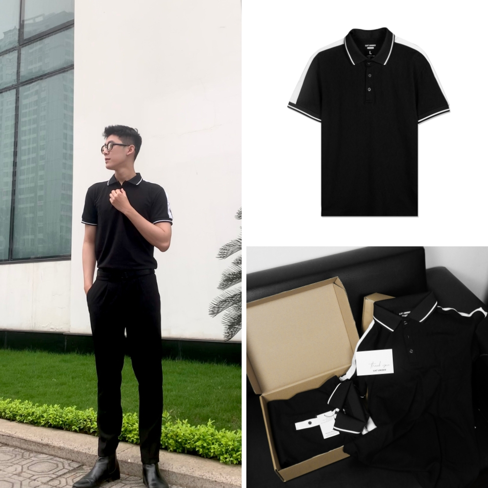 Áo Polo nam, Polo phối ngang vai, vải cá sấu Cotton USA, chống nhăn, thoáng mát, cao cấp PL2