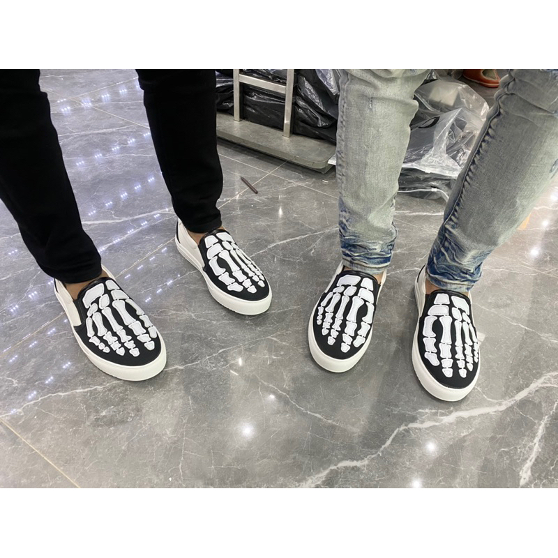 Giày amiri xương thêu nổi slipon bàn chân thêu đế cao su khâu viền chắc chắn