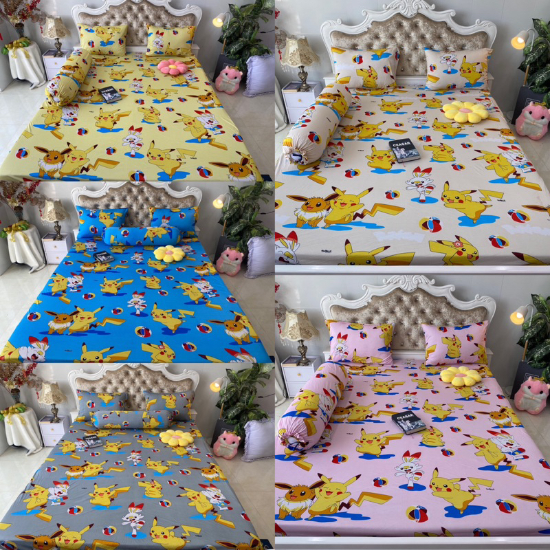 Bộ drap thun hàn quốc 4 món mẫu hoạt hình siêu đẹp