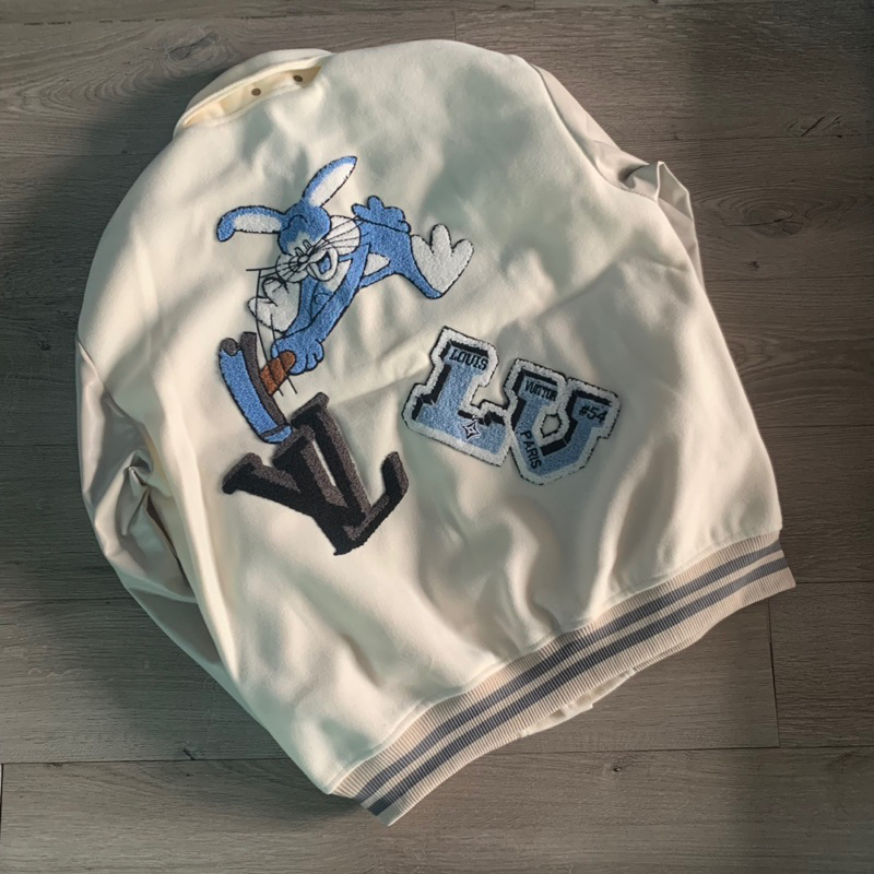 Áo khoác Varsity LV cao cấp phối tay da lót bông