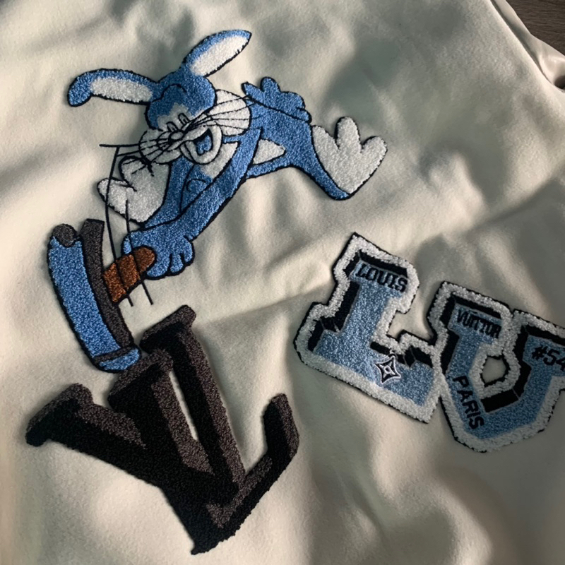 Áo khoác Varsity LV cao cấp phối tay da lót bông