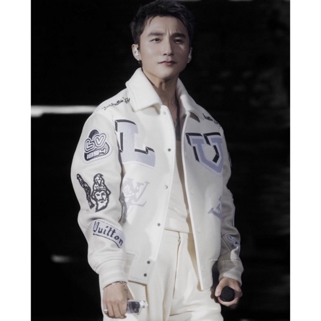 Áo khoác Varsity LV cao cấp phối tay da lót bông