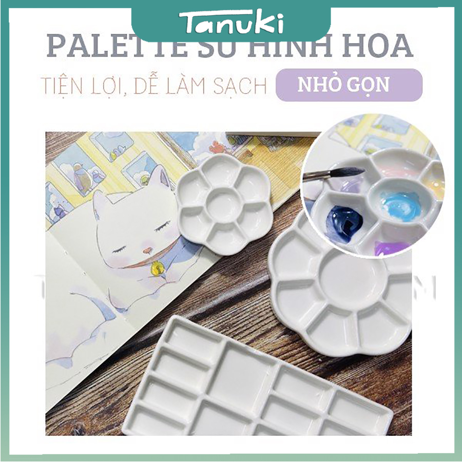 Palette khay sứ pha màu nhiều mẫu