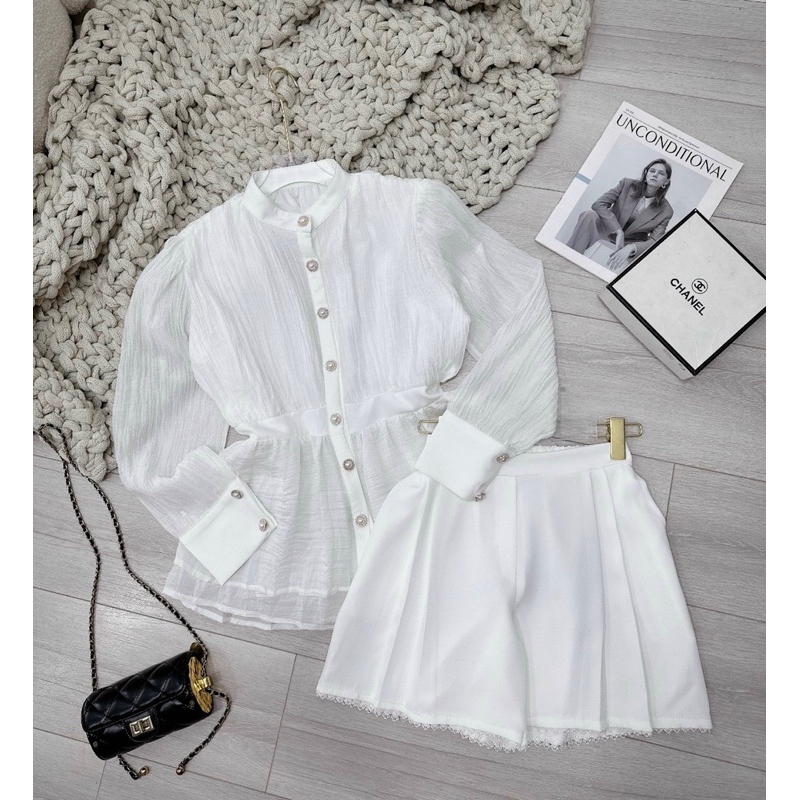 Sét áo lụa đũi tay ngắn + quần đùi - Free size dưới 54kg