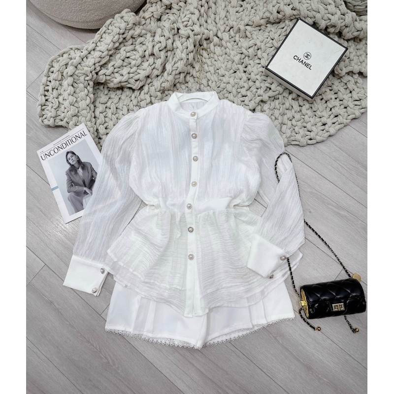 Sét áo lụa đũi tay ngắn + quần đùi - Free size dưới 54kg