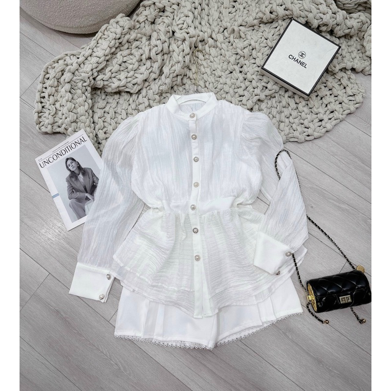 Sét áo lụa đũi tay ngắn + quần đùi - Free size dưới 54kg