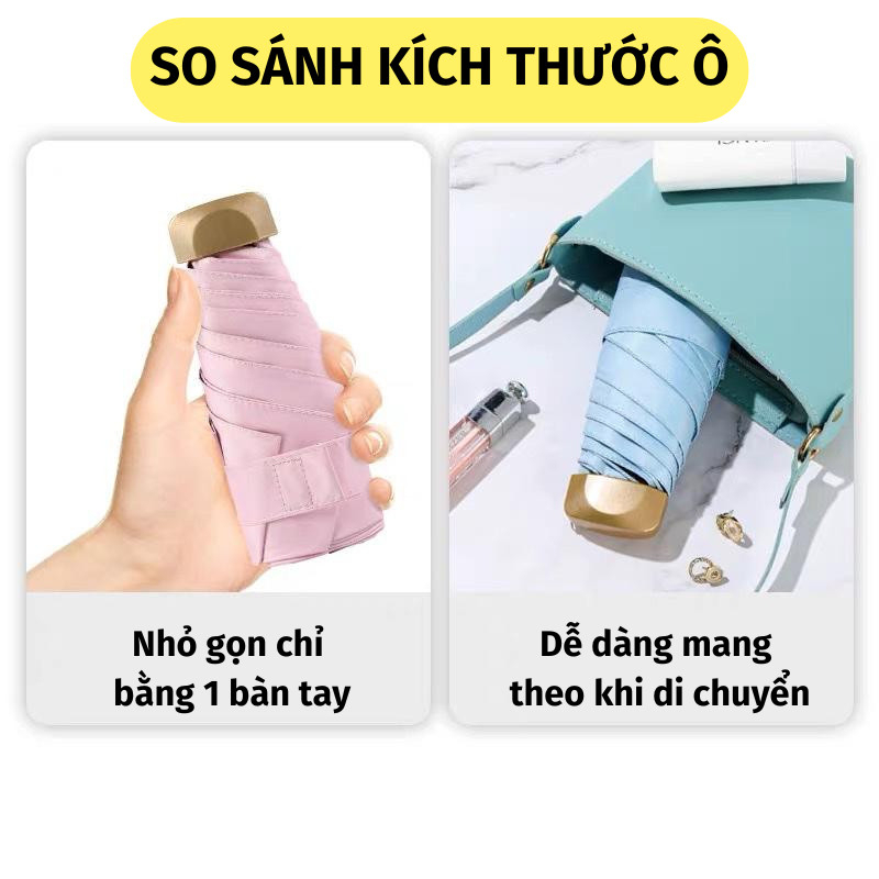 Dù Gấp Gọn SUMI Che Mưa Nắng Mini Bỏ Túi Chống Tia UV Nhỏ Nhẹ Tiện Lợi