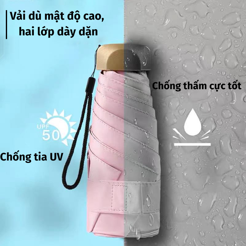 Dù Gấp Gọn SUMI Che Mưa Nắng Mini Bỏ Túi Chống Tia UV Nhỏ Nhẹ Tiện Lợi