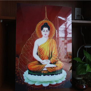 Tranh treo tường, tranh gỗ tráng gương Phật Thích Ca, nhiều kích thước, thích hợp treo phòng thờ