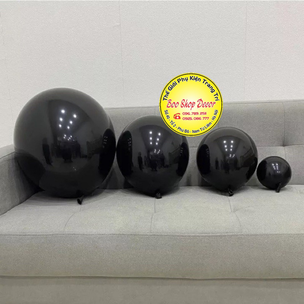 Set 10 bóng cao su đen size 5-10-24 inch